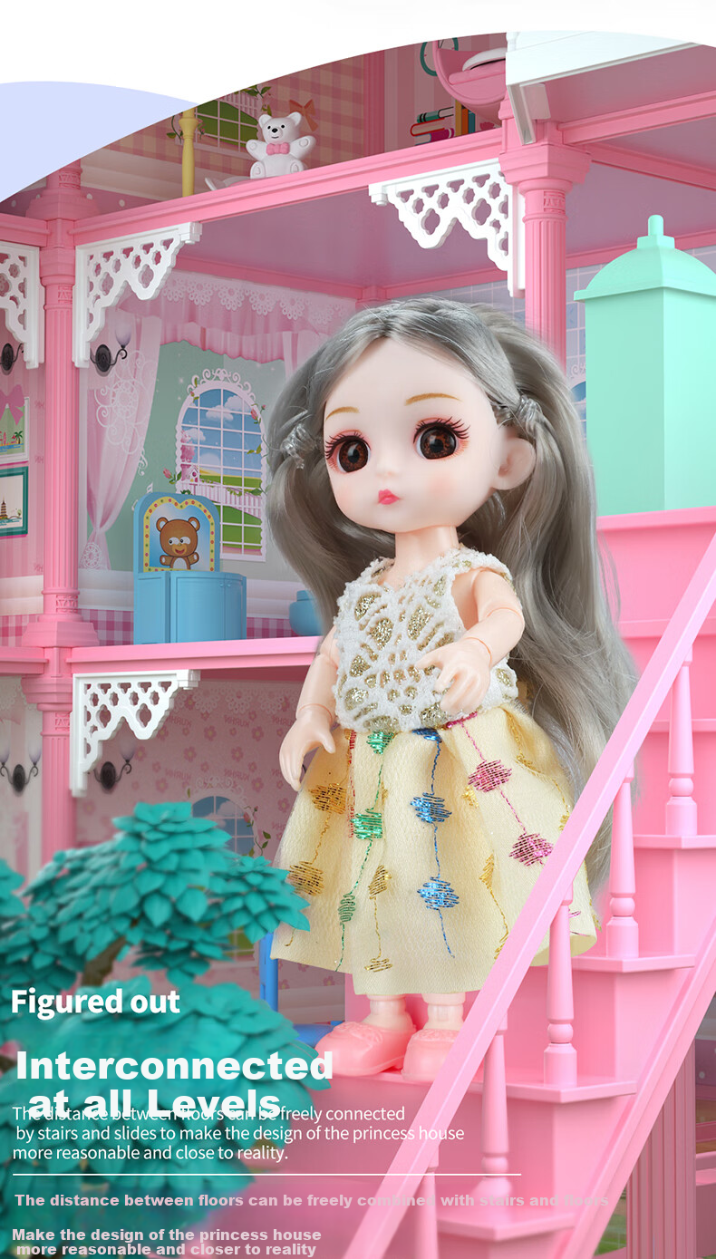 Guou Toy, Girls' Dollhouse, Dress-Up Playset, Princess Castle Gift Box, Children's Birthday Present 5