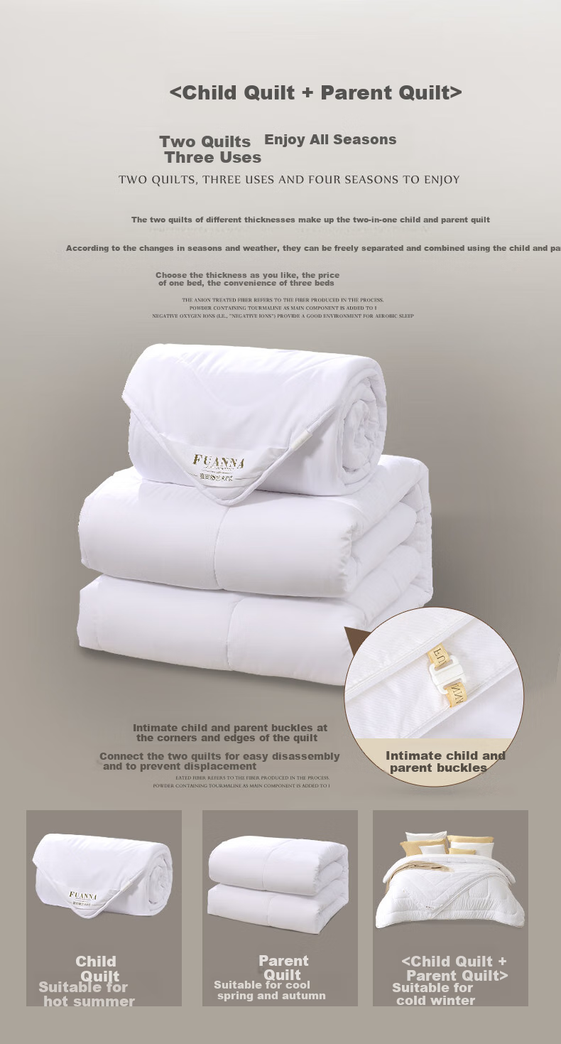 FUANNA Comfortable Seven-Hole Antibacterial Fiber Quilt, Pure Cotton Fabric, Winter Comforter, 7 Jin (3.5 Kg), 203*229cm, White 2