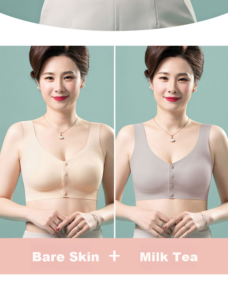 Modaier 2-Piece Gift Set for Mom, Women's Underwear Bra, Front-Closure Vest-Style Brassiere, Wireless, Seamless, Plus Size M for Middle-Aged And Elderly Mothers 13