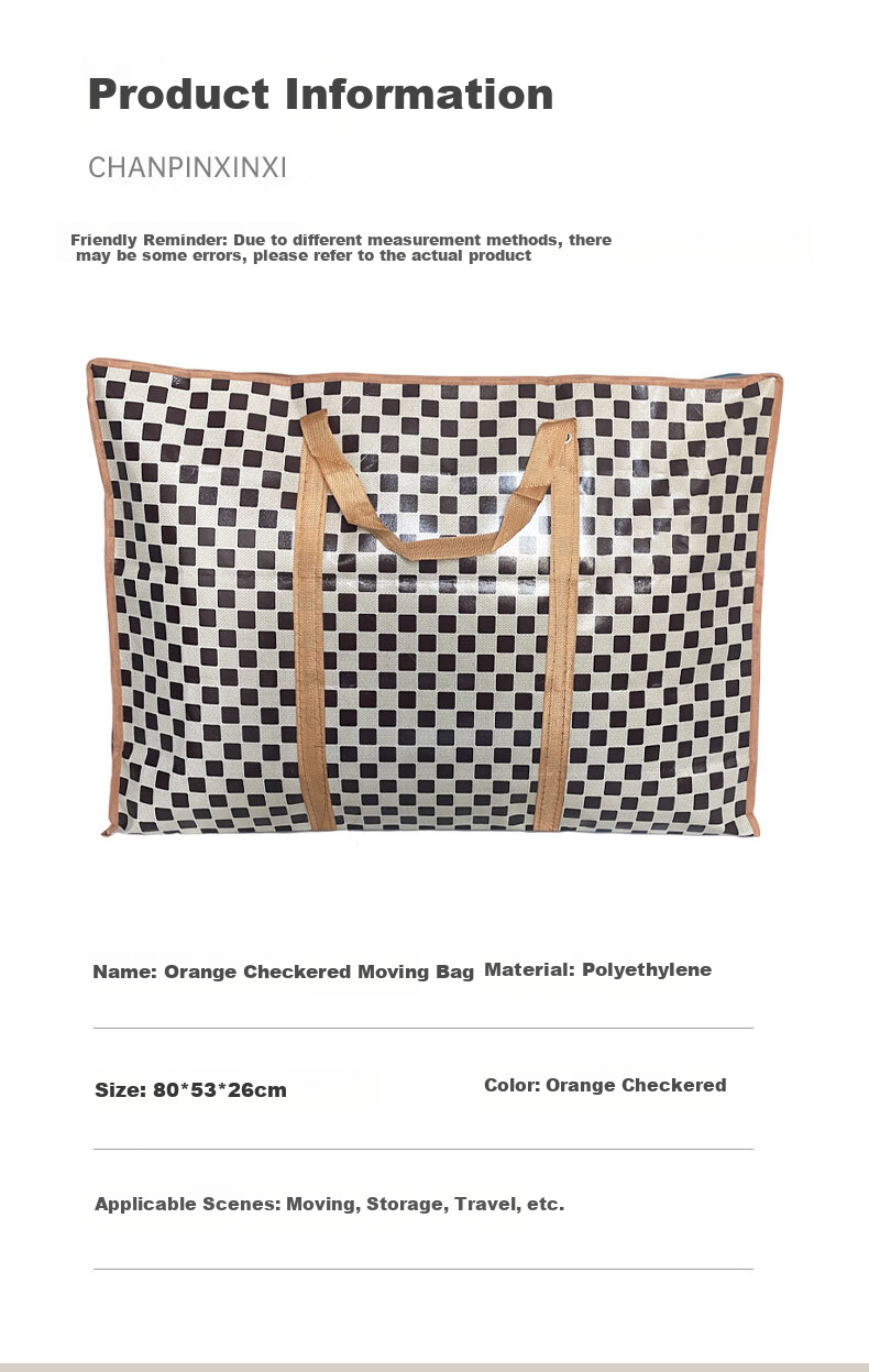 Pangdaidai Large Capacity Moving Storage Bags, Waterproof Zipper-Style for Clothes And Quilts, 3 Pieces, 80*53*26cm, PE 7
