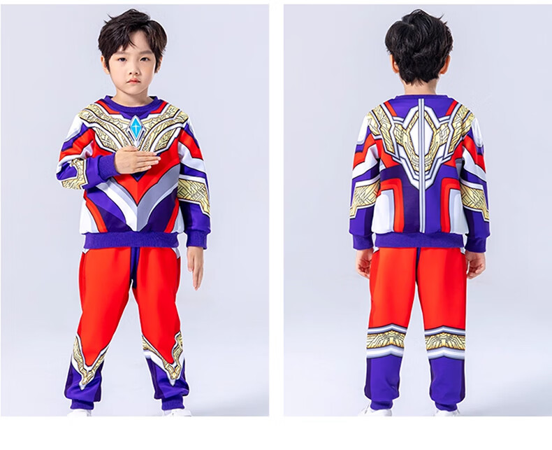 ULTRAMAN Tiga Ultraman Boys' Fleece Crewneck Sweatshirt Set 130cm [Includes Glowing Chest Light] 12