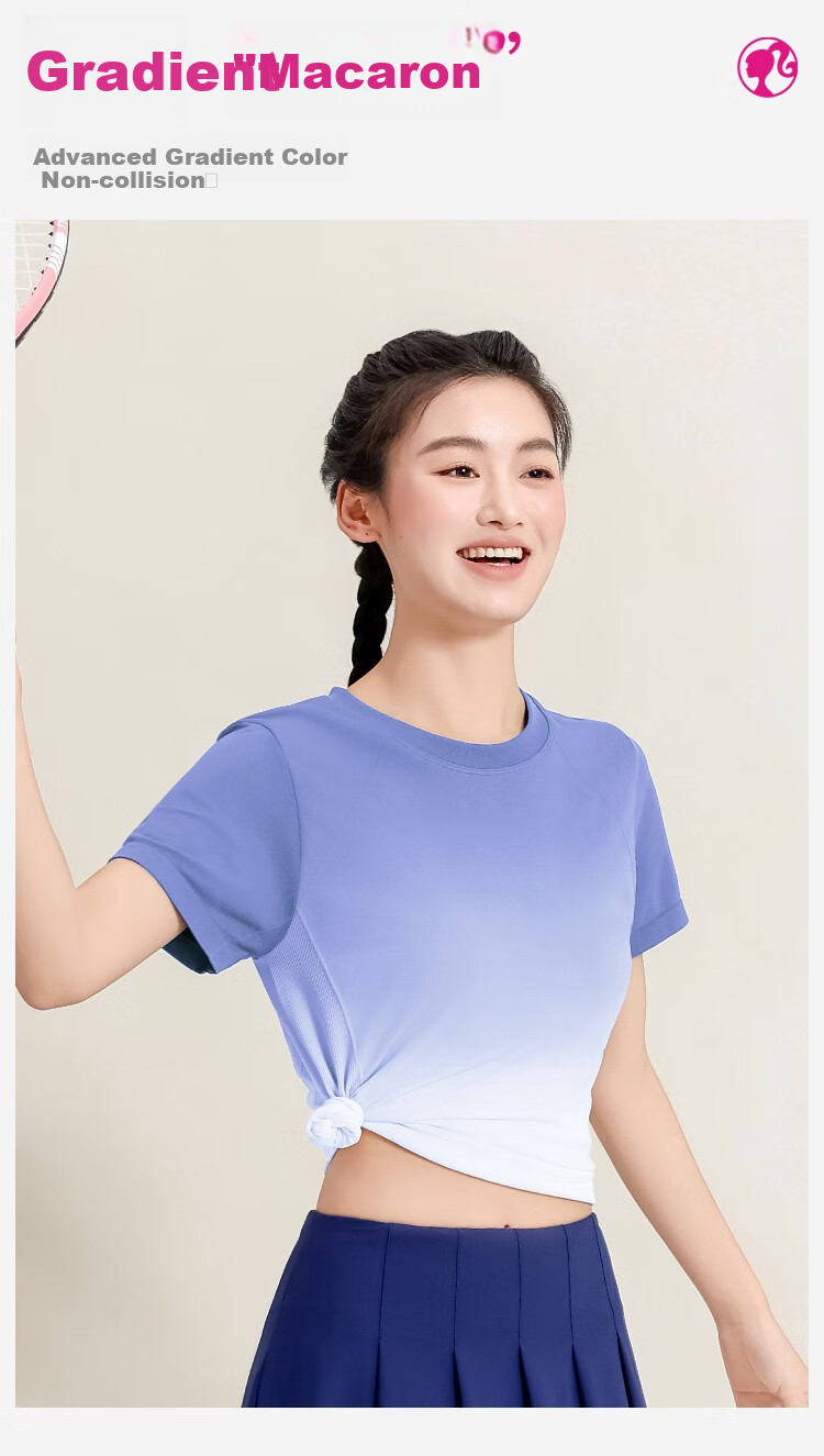 Barbie Women's Badminton Outfit, Lightweight Sports Seamless One-Piece Quick-Dry Sweat-Wicking Set, Anti-Exposure Athletic Wear Set for Wome 5