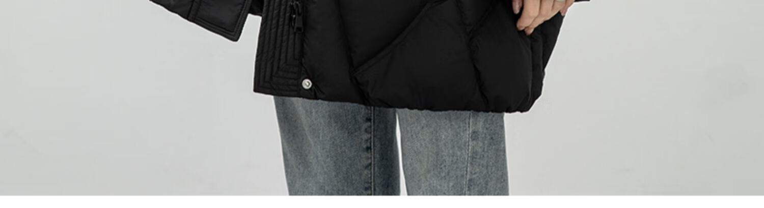BLOOM FLOWERS Women's Down Jacket 2025 Winter Mid-Length Solid Color Striped Fashion Casual Hooded Warm Coat 7