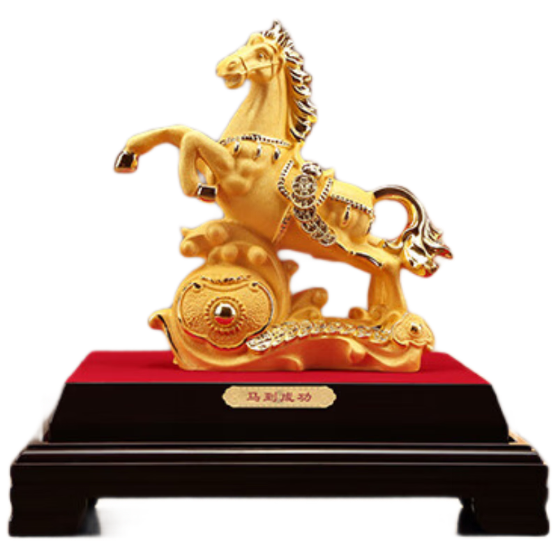 HUI XUAN LI Horse Success Plush Gold Fortune High-End Grand Housewarming Opening Gift Office Living Room Entrance Decoration