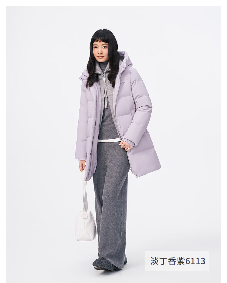 BOSIDENG Women's 25-Year 90% Down Thickened Hooded Loose Mid-Length Winter Coat in New Year Red 5