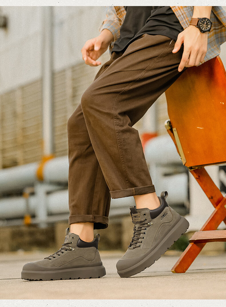 Bull Family Martin Boots Men Autumn Winter New Retro Fashion Round Toe Work Boots Outdoor Thick Sole High Top Shoes 5