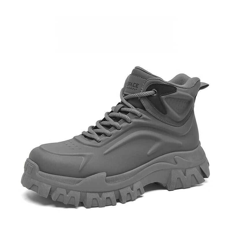 Aerospace Martin Boots Men's Autumn Winter New Mid-Calf Warm Yellow Boots Thick Sole Non-Slip Work Boots Men Dusk Gray Size 44