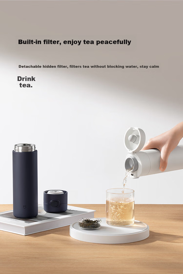 MIJIA Insulated Mug with Pop-Up Lid, Hot And Cold Cup, 480ml, Portable, Stainless Steel, Car-Friendly Water Bottle, Bamboo Green Color 12