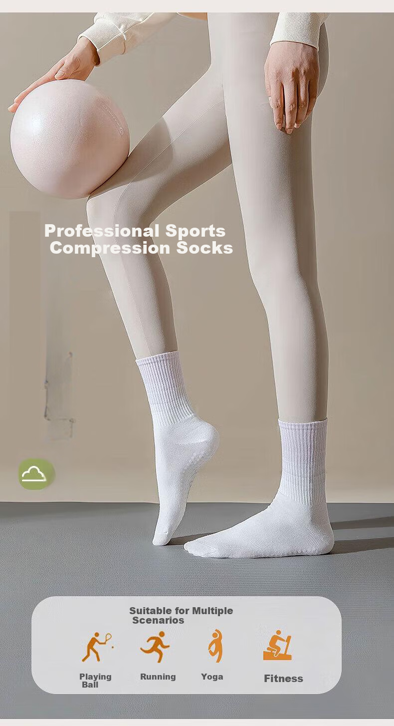 Duweike Yoga Socks for Women, Mid-Calf Length, Professional Non-Slip Fitness Pilates Exercise Floor Socks with Shark Pants, 3 Pairs 8
