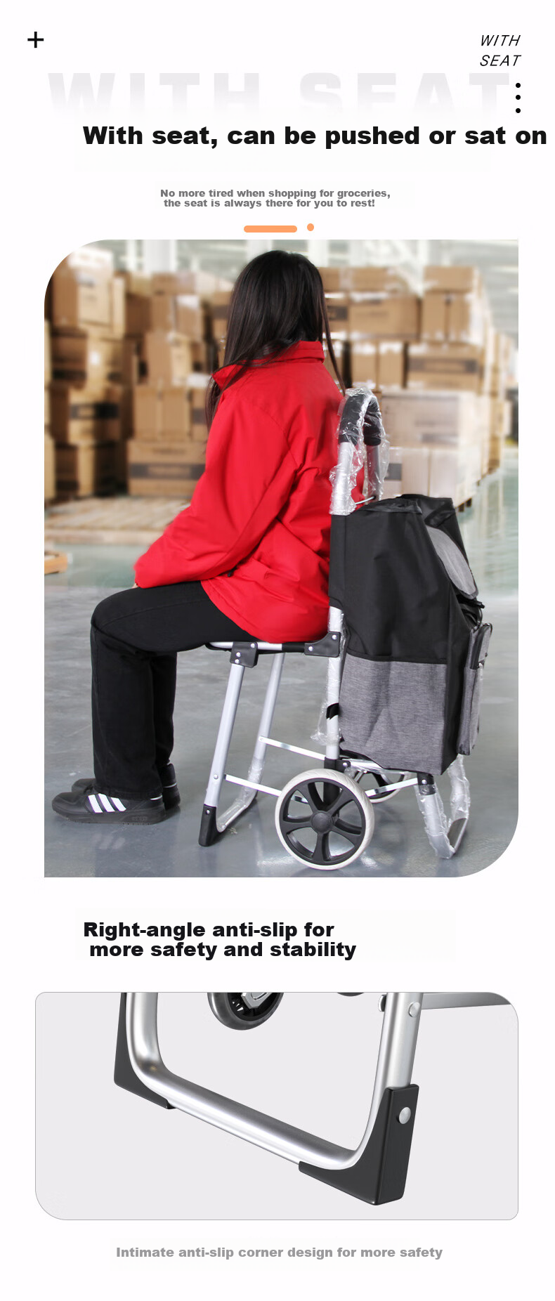 Boyun Grocery Shopping Cart, Household Trolley, Supermarket Portable Cart for Elderly, Foldable Camping Cart, Stair-Climbing Hand Truck 2