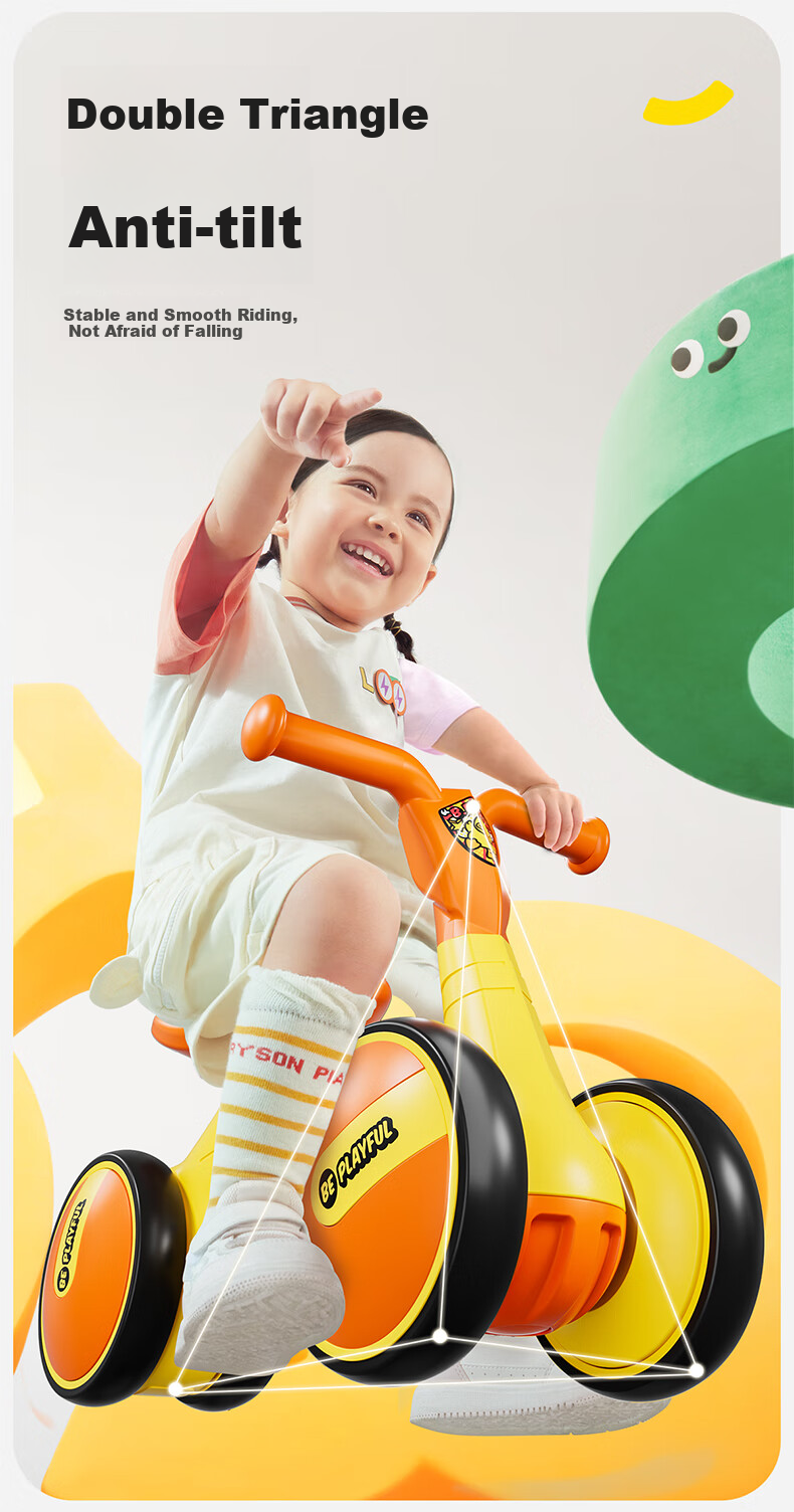 Lede Little Yellow Duck Children's Balance Bike, Four Wheels, for Ages 1-3, Gliding And Stepping Bike, for Boys And Girls, Baby's First Birthday Gift, 1006 3