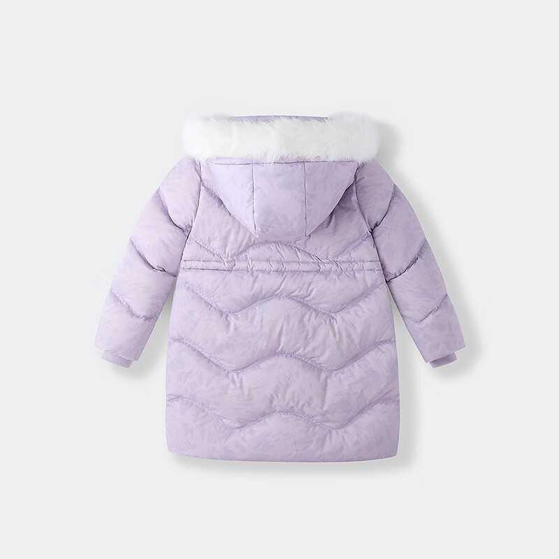 Annil Kids Girls Long Down Jacket 2025 Winter New Purple Floral 140