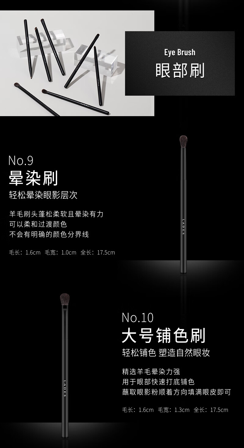 LADES 15-Piece Blue Master Makeup Brush Set: Animal Hair Powder Brush, Eyeshadow Brush, Blush Brush, Contour Brush, Beauty Tools 1