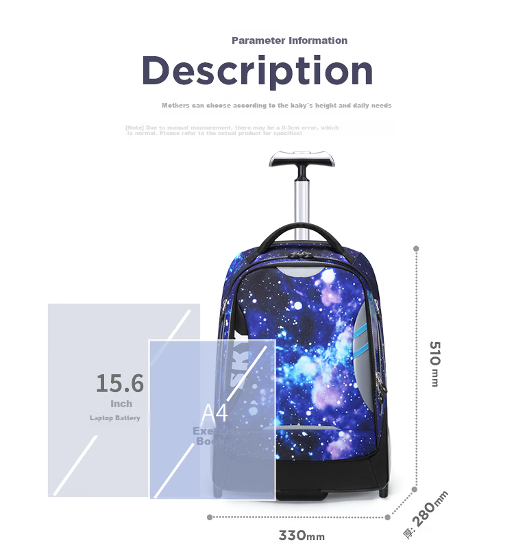 Dijiuchengbao Trolley Backpack for Primary School Students Grades 3-6 Boys And Girls Middle School Students Large Capacity Children's Backpack 12