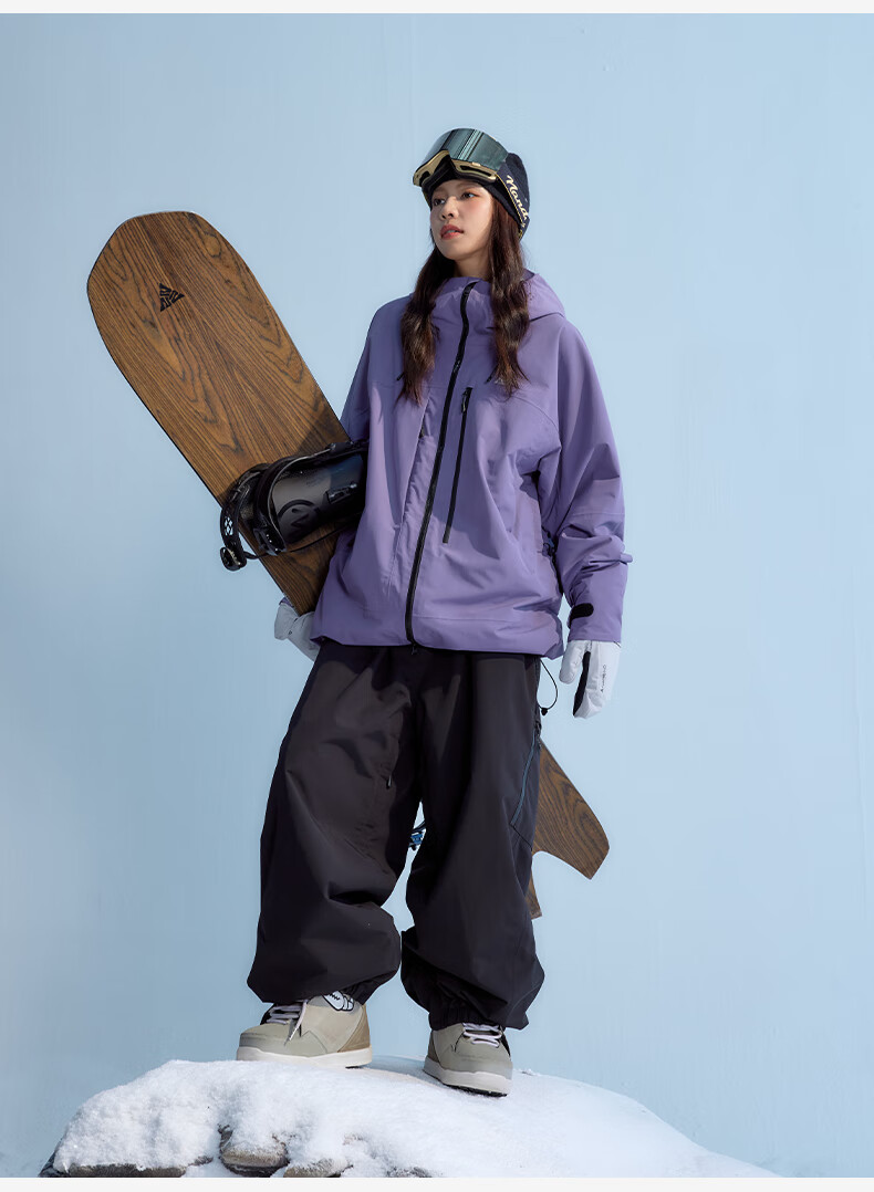 NANEN Women's 3L Fully Taped Waterproof Loose Fit Professional Thickened Snowboard Pants, Black, M 9