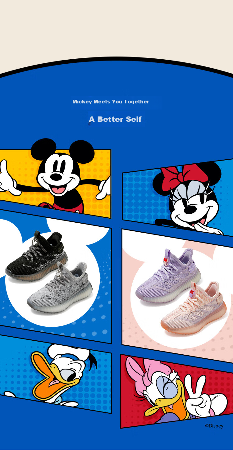 Disney Mickey Children's Coconut Shoes Summer Mesh Breathable Cartoon Casual Shoes Soft Sole Running Shoes Pink Size 38 12