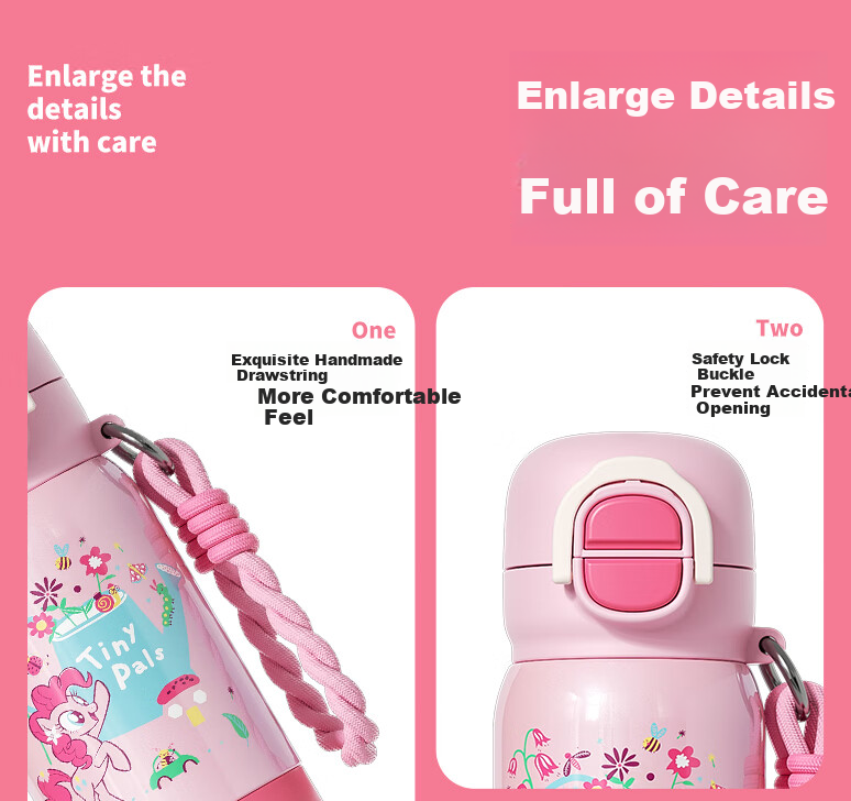 Germ My Little Pony Children's Insulated Cup for Girls with Straw, Large Capacity Water Bottle for Students, 500ML Garden Blue 13