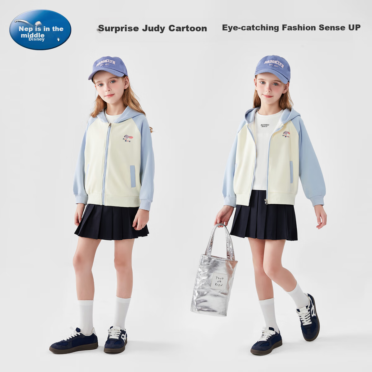 Disney Children's Jacket, Spring Girls' Hooded Sweatshirt Top, Baby Stylish Spring Outfit, Zootopia, Blue, Size 160