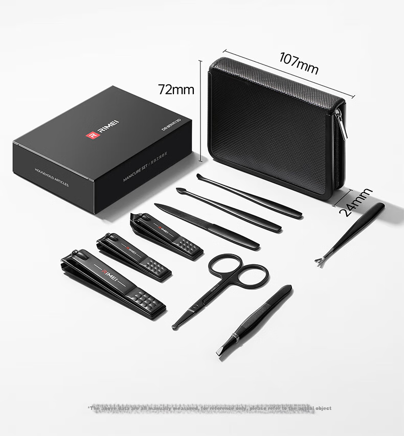 Jindarimei Nail Clipper Set, 9-Piece Complete Kit Including Nail Clippers, Adult Manicure Files, Ear Pick, Angled Nail Groove Infection Scissors 20