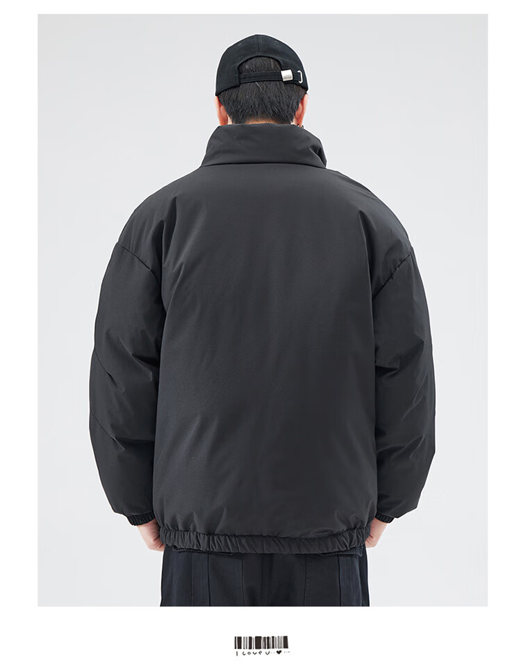 FAIRWHALE Men's Cotton Jacket Autumn Winter Casual Stand Collar Thickened Warm Outdoor Puffer Coat Dark Gray 3XL 1