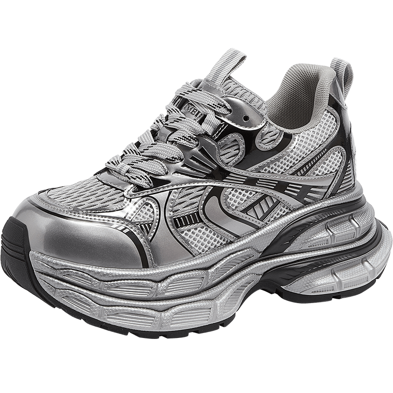 CAMEL Silver Moon Outdoor Dad Sneakers Thick Sole Casual Shoes L24A283742G Gray/Gun/Black (Women's Height Increasing) Size 37