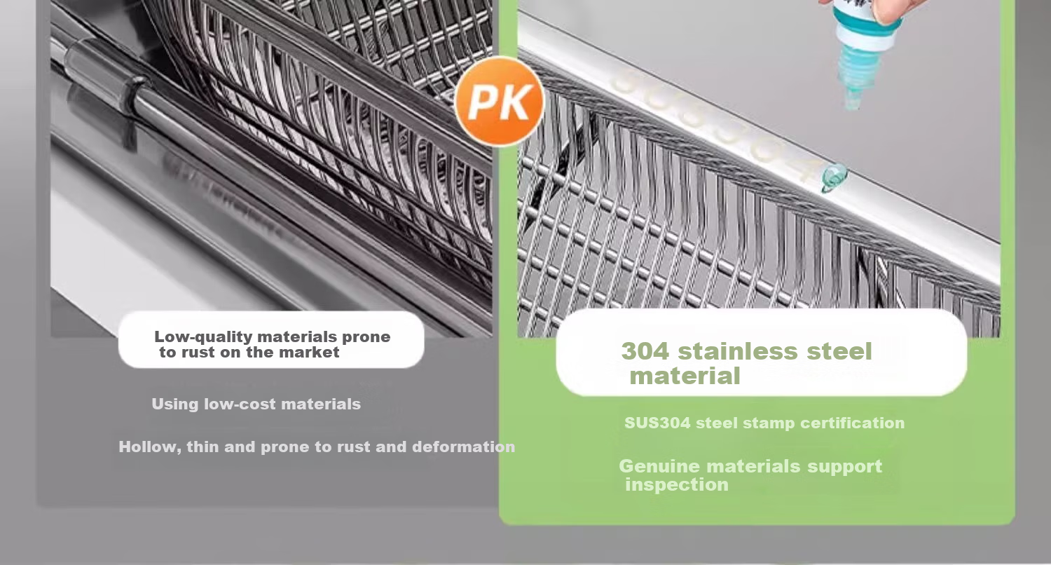 Jiadu 304 Stainless Steel Extendable Draining Basket, New Kitchen Sink Vegetable Washing Basin Dishwashing Sink Bowl And Plate Draining Rack 7