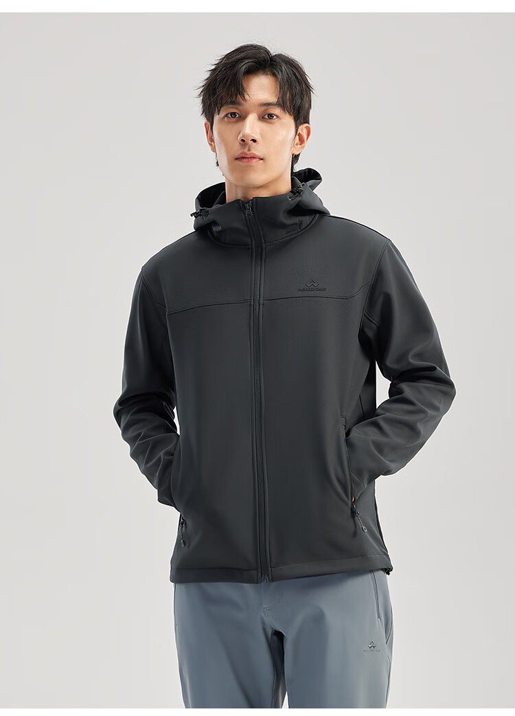 Toread Men's Softshell Jacket Outdoor Autumn Winter Fleece Lined Warm Windproof Hiking Mountaineering Hooded Sports Durable Coat 5