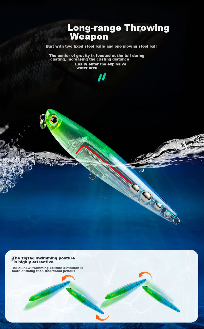 Guowangluya Lure, Surface System Zidoguo Micro Floating Pencil, Freshwater Long-Casting Lure, Topmouth Culter Artificial Bait, 5.6g-06 3