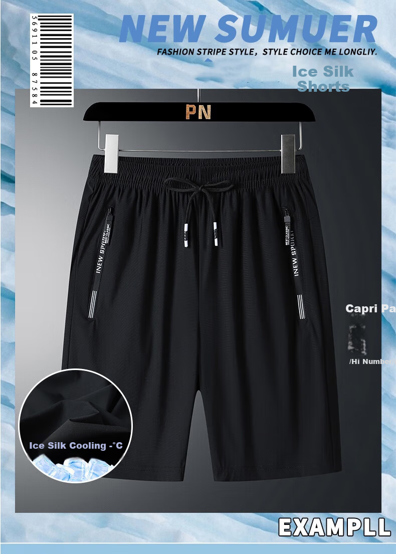 JEEP SPIRIT Men's Shorts, Summer Fashion Breathable Cool Sports Outdoor Shorts, Black XL 3