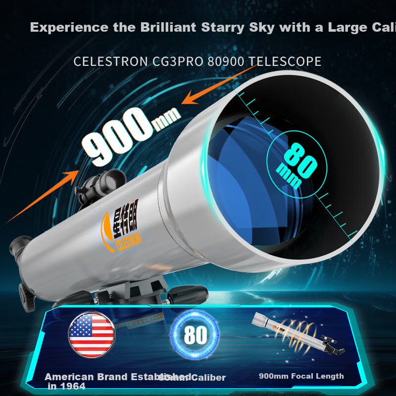 Xingtelang CG3Pro80900 New Model (Upgraded Version of 80DX), High-Definition, High-Magnification, Professional Astronomical Telescope for Stargazing And Landscape Viewing