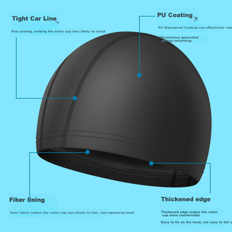 DK Swimming Cap, Comfortable Breathable Quick-Drying Swim Cap with Waterproof Coating, High Elasticity Non-Binding Adult Swimming Training Equipment