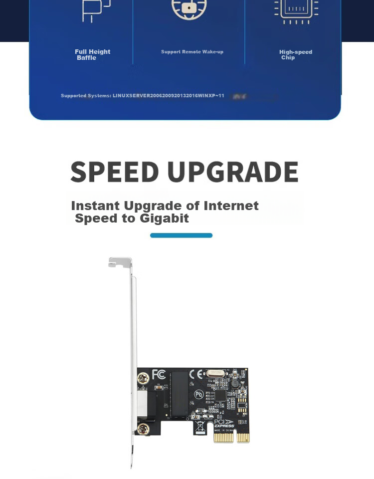 LinkStone PCIe to Gigabit Ethernet Adapter, Desktop Internal Wired Network Card Expansion Card Adapter Card Self-Adaptive Independent Ethernet Card for Computer Tower RJ45 Interface 2