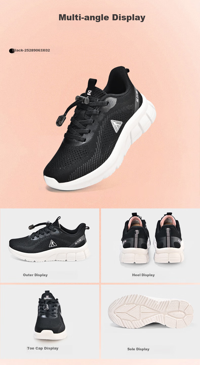 Zulijian Elderly Women's Shoes, Lightweight Breathable Mom Shoes, Comfortable Walking Shoes, Outdoor Sports Casual Shoes 9063 Black Size 36 20
