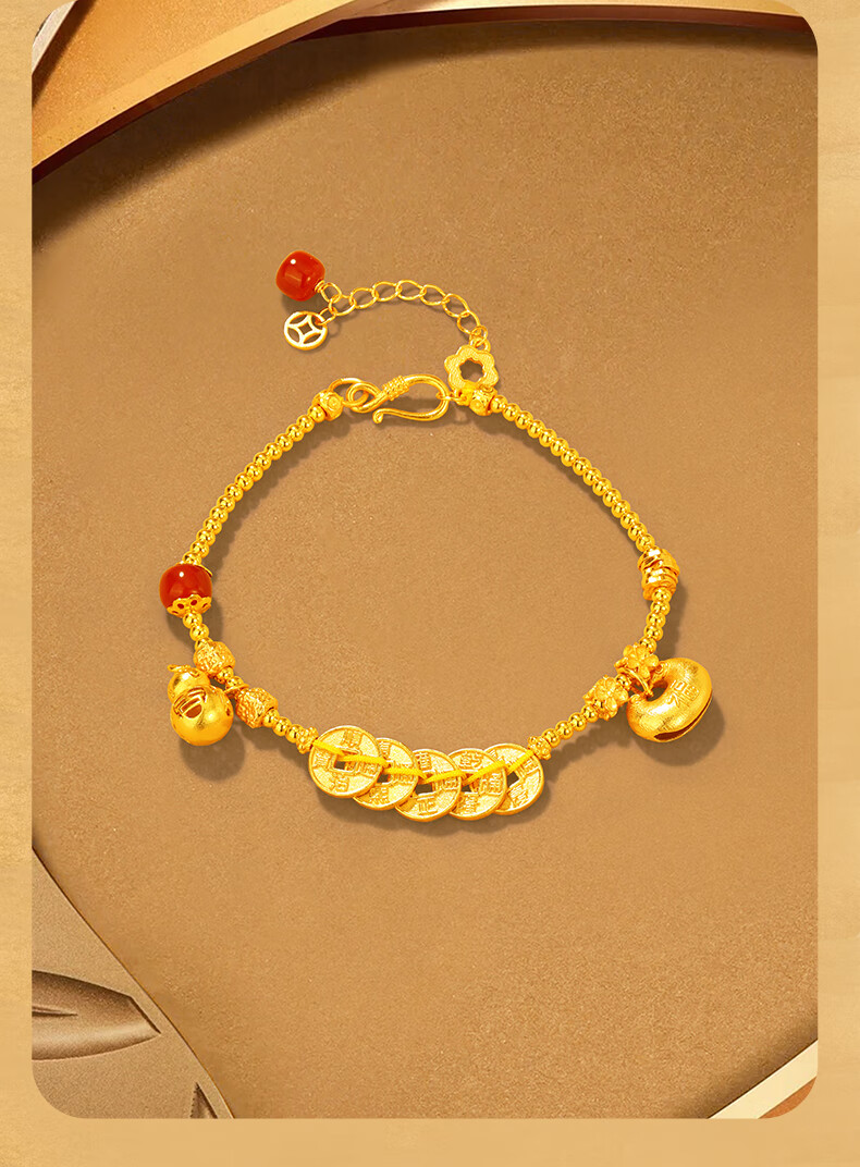 Jinliufu Auspicious Women's Bracelet S925 Silver Fortune Five Emperor Coins Wealth Gourd Birthday Gift 4