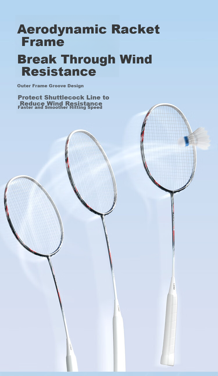 JD Original Paojun 100 Full Carbon Ultra-Light Badminton Racket, 4U Pre-Strung 32 Lbs Offensive Type, Secondary Shaping 7