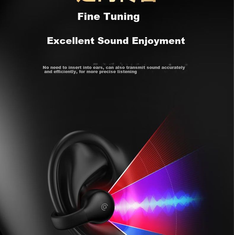 Aigo Bluetooth Headphones, Bone Conduction Concept Air Conduction Ear Clip Open-Style Non-In Sports Calling Headphones, Compatible with Xiaomi And Other Phones, Tablets, Computers, Universal TX02 Black 8