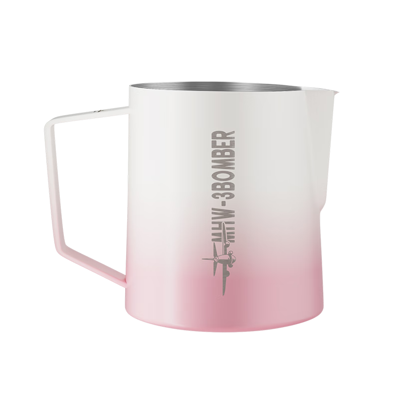 MHW-3BOMBER Gradient Pink Bomber 5.0 Latte Art Pitcher Crocodile Mouth Pointed Round Spout Professional Barista Milk Frothing Pitcher