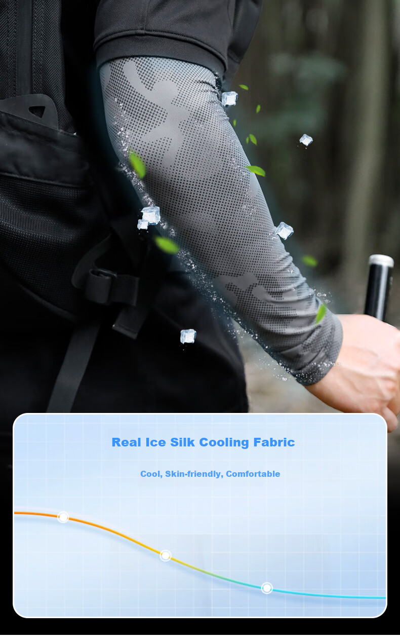 ZSJAY Ice Spear | Real Ice Silk Summer Men's Sun Protection Ice Sleeves Ice Silk Arm Sleeves Arm Guards Camouflage Large Size Cycling 10