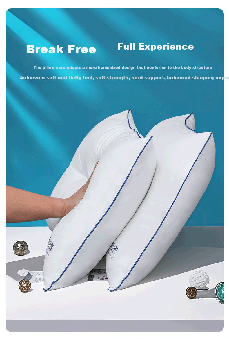 Grace Pure Cotton Pillow, Shaped Pillow, Class A 7A Antibacterial Hotel Neck Support Pillow Core, 45*70cm Low Pillow, Adult Pair 3