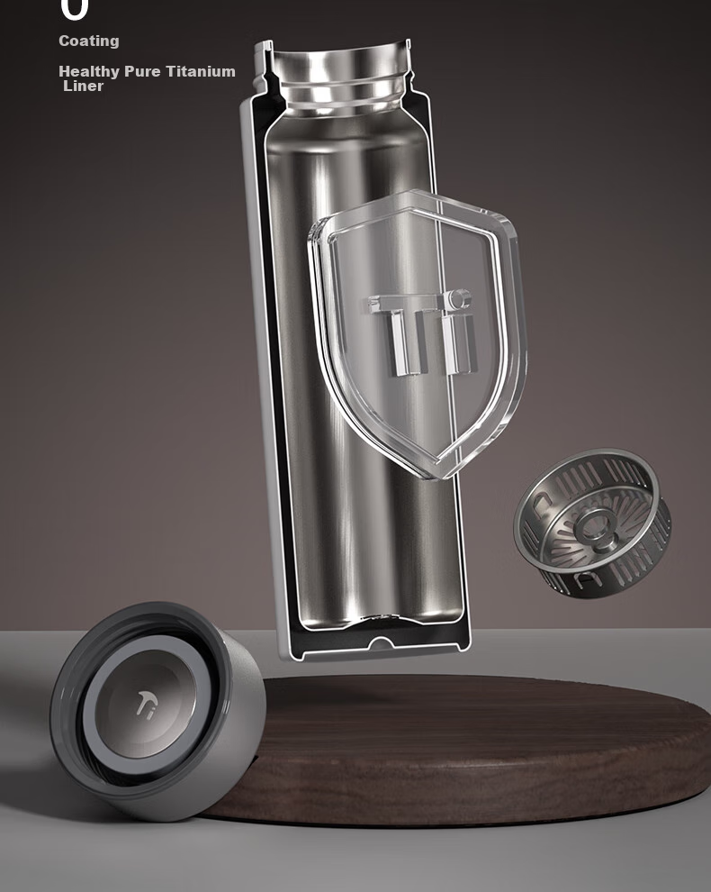 Fuguang Insulated Mug, Titanium Cup with Tea Infuser, Water Bottle for Men And Women, Pure Titanium Teacup, Outdoor Gift Box, Pure Titanium Thermos Cup 8