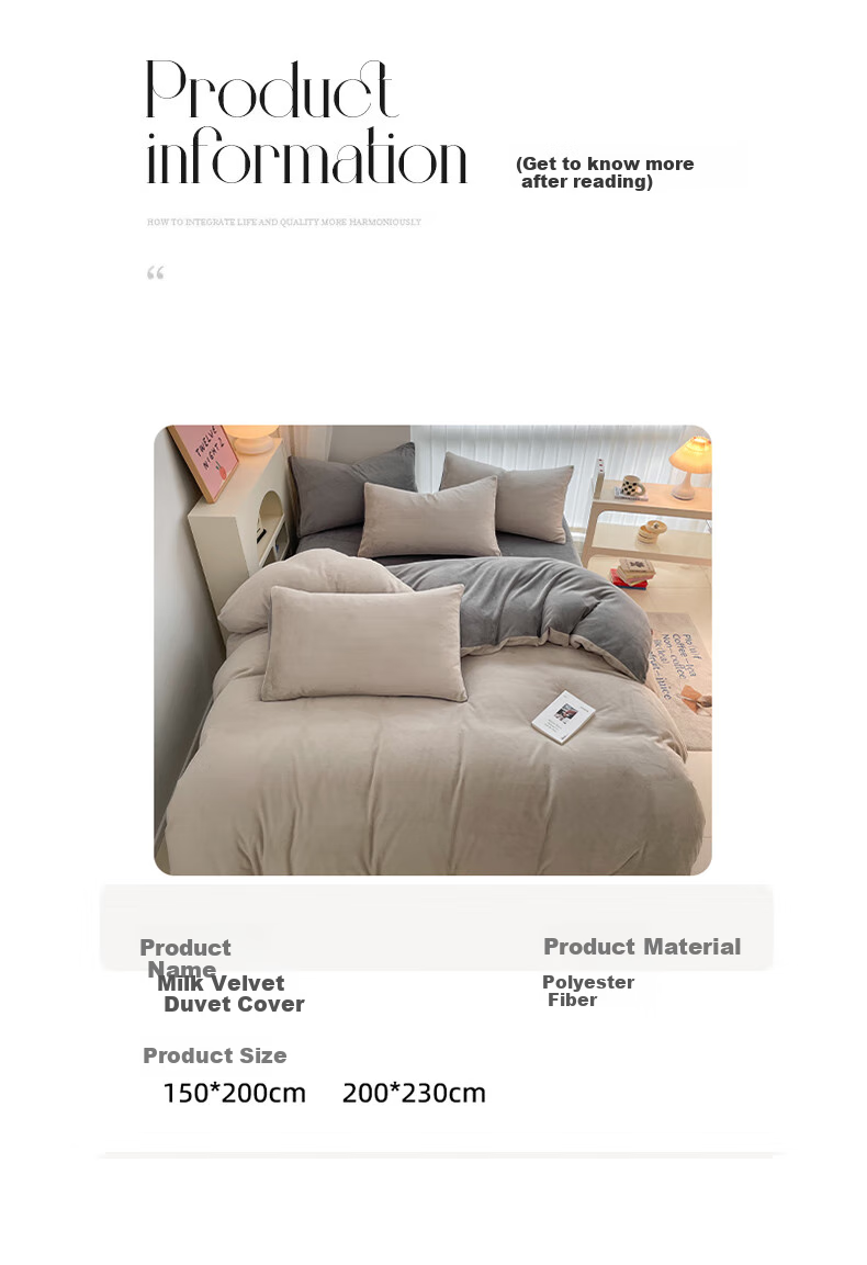 Grace Milk Velvet Single Duvet Cover, Thick And Warm Bedding, 150*200cm - Vanilla Gray + Classic Gray 3