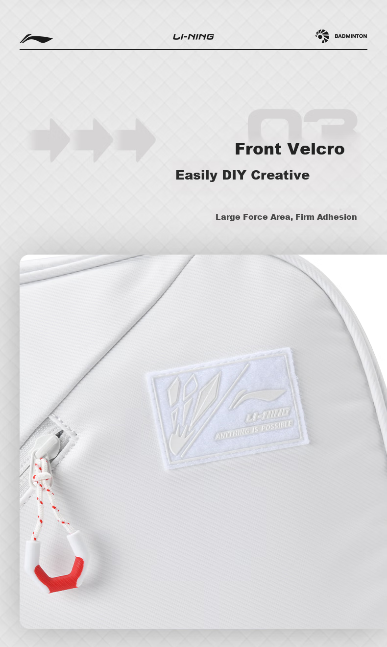 LI-NING Badminton Racket Bag 6-Pack Large Capacity Wet and Dry Separation Multifunctional Handbag White/Black ABLV019-1 3