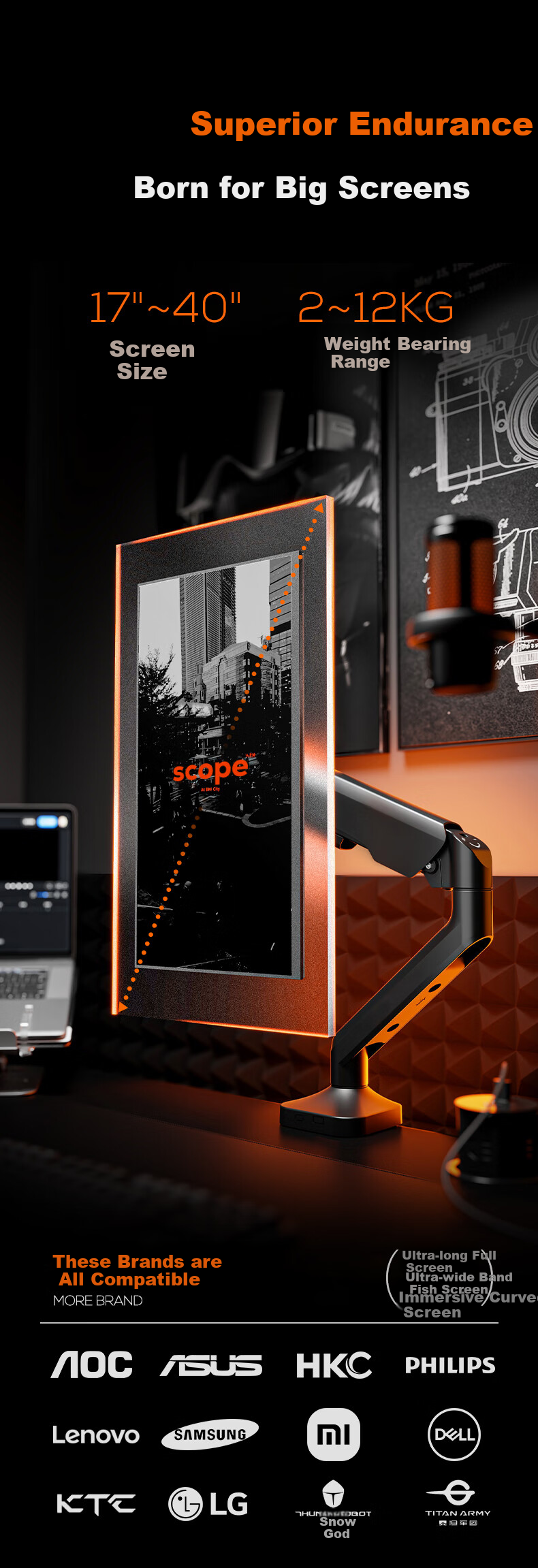 Songneng Monitor Stand, Computer Stand, Display Stand, Mechanical Arm, Monitor Riser, Monitor Arm Support, Weight Capacity 12KG, T690-1B 5
