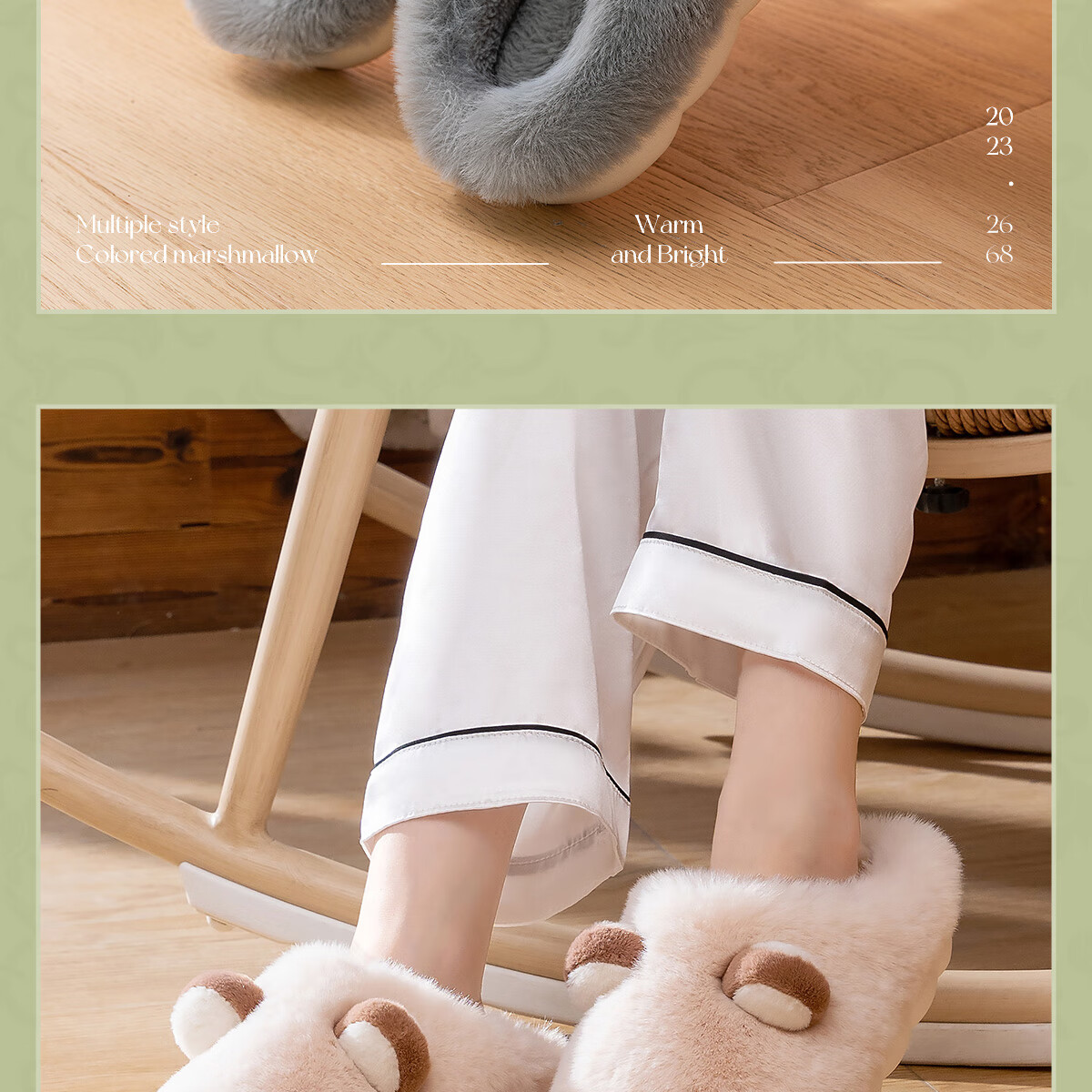 TZLDN Women's Warm Cotton Slippers Fleece Thickened Plush Home Indoor Half-Wrap Cotton Shoes for Couples 5