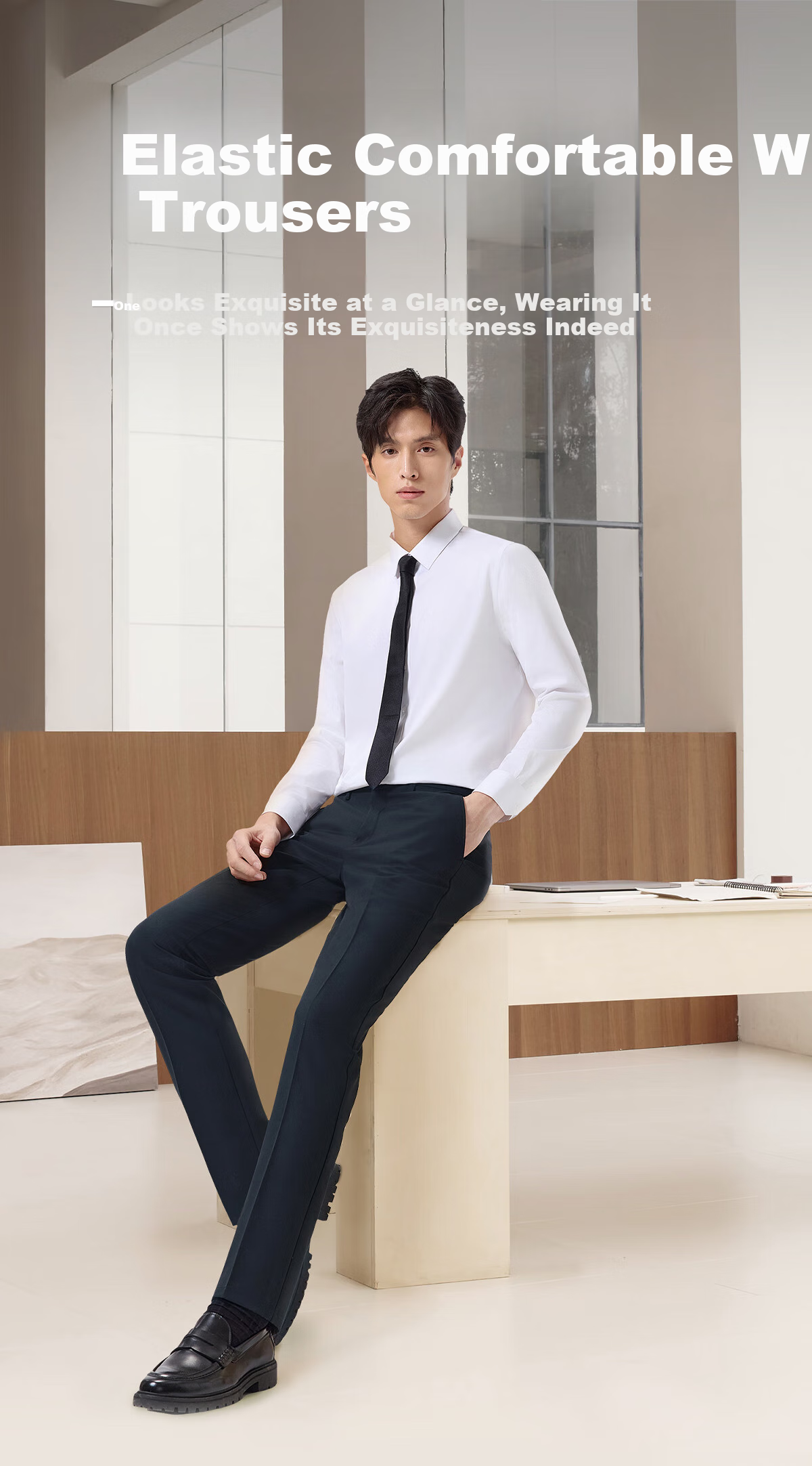 Hodo Wrinkle-Free Dress Pants for Men, Business Formal Wear, Draping Straight-Leg Professional Suit Trousers 2
