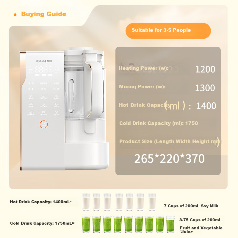 Joyoung High-Speed Blender, Quiet Variable Frequency Blender, Home Automatic Water Tank Juicer And Soy Milk Maker, 1.75L Noise Reduction Food Processor, B1U Subsidies