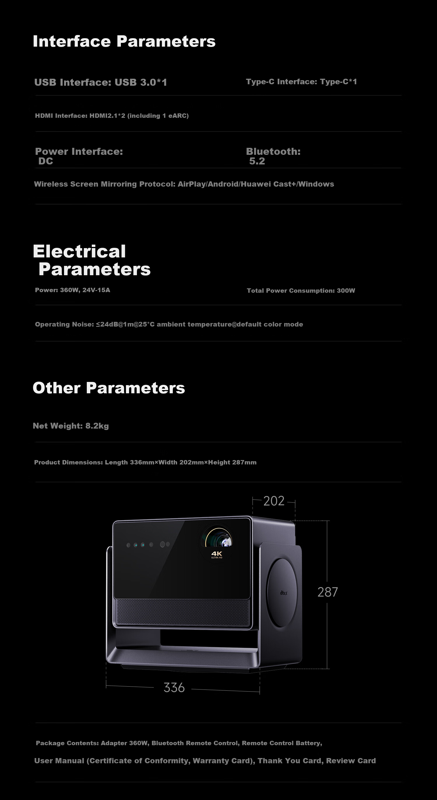 Dangbei S7 Ultra Max Projector, Home Use, 4K, New Tri-Color Laser Zoom, Ultra-Clear Home Theater, Subsidized (5800CVIA Liquid Cooling Heat Dissipation) 47