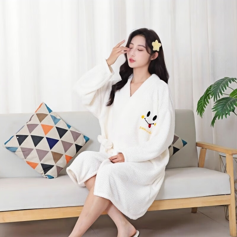 Fan Ye Coral Fleece Bathrobe Bath Towel Wearable Long Sleeve Bath Skirt Home Quick-Dry Absorbent Soft Skin-Friendly Non-Shedding Robe Student 3