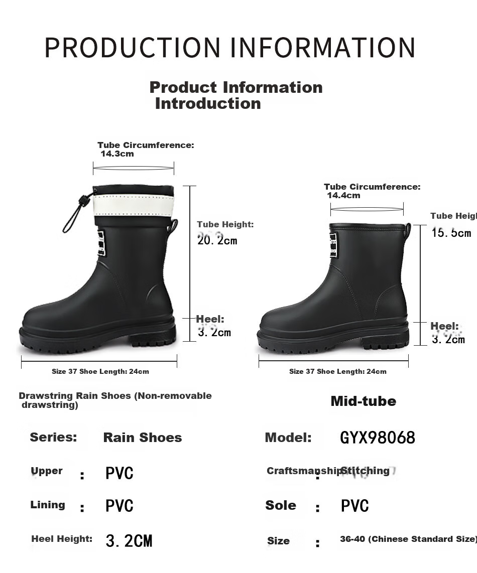 SooGree Mid-Calf Rain Boots for Women, Non-Slip Waterproof Wear-Resistant Thick-Soled Rubber Shoes for Outdoor Activities, Fishing, Food Delivery, Kitchen Work 4