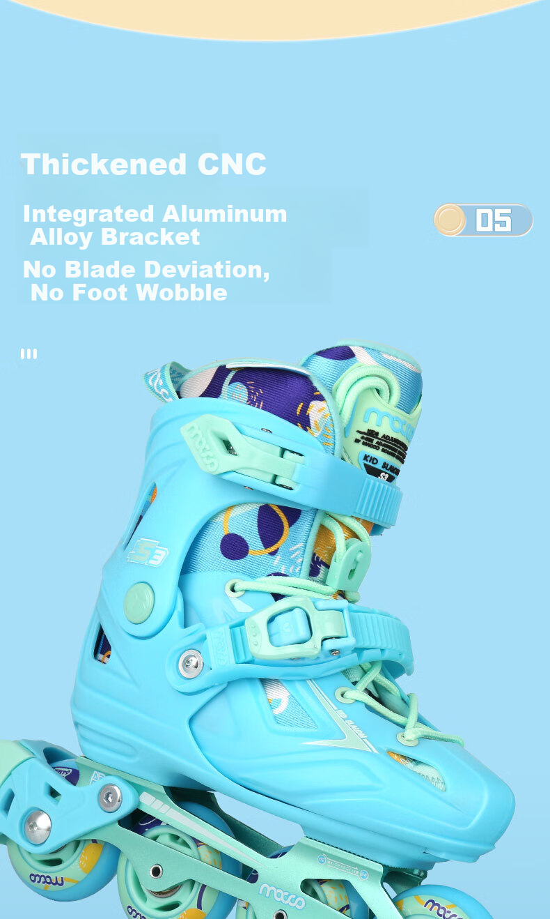Migao Roller Skates for Children, Inline Skates for Boys, Beginner's Roller Skates for Primary And Secondary School Students, Ice Skates, Roller Skates with Straight Wheels S3 Set Blue M 8